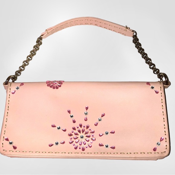 Bijou Handbags - Customized Bijou Pink Handbag ~ Faux Leather ~ Chain Handle Accent ~ Flo…